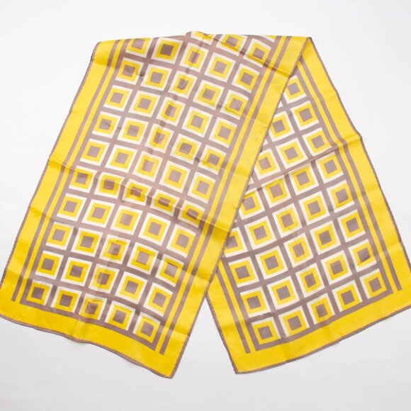 Retro Square Stripes Long Scarf Vintage Accessory - Picture 1 of 1